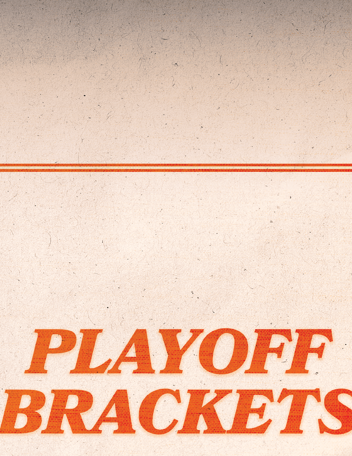 A white and orange sign that says Playoff Brackets. Contenido generado con IA