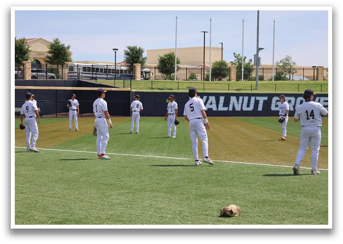 A group of baseball players are standing on a field, some of them wearing baseball gloves. Contenido generado con IA