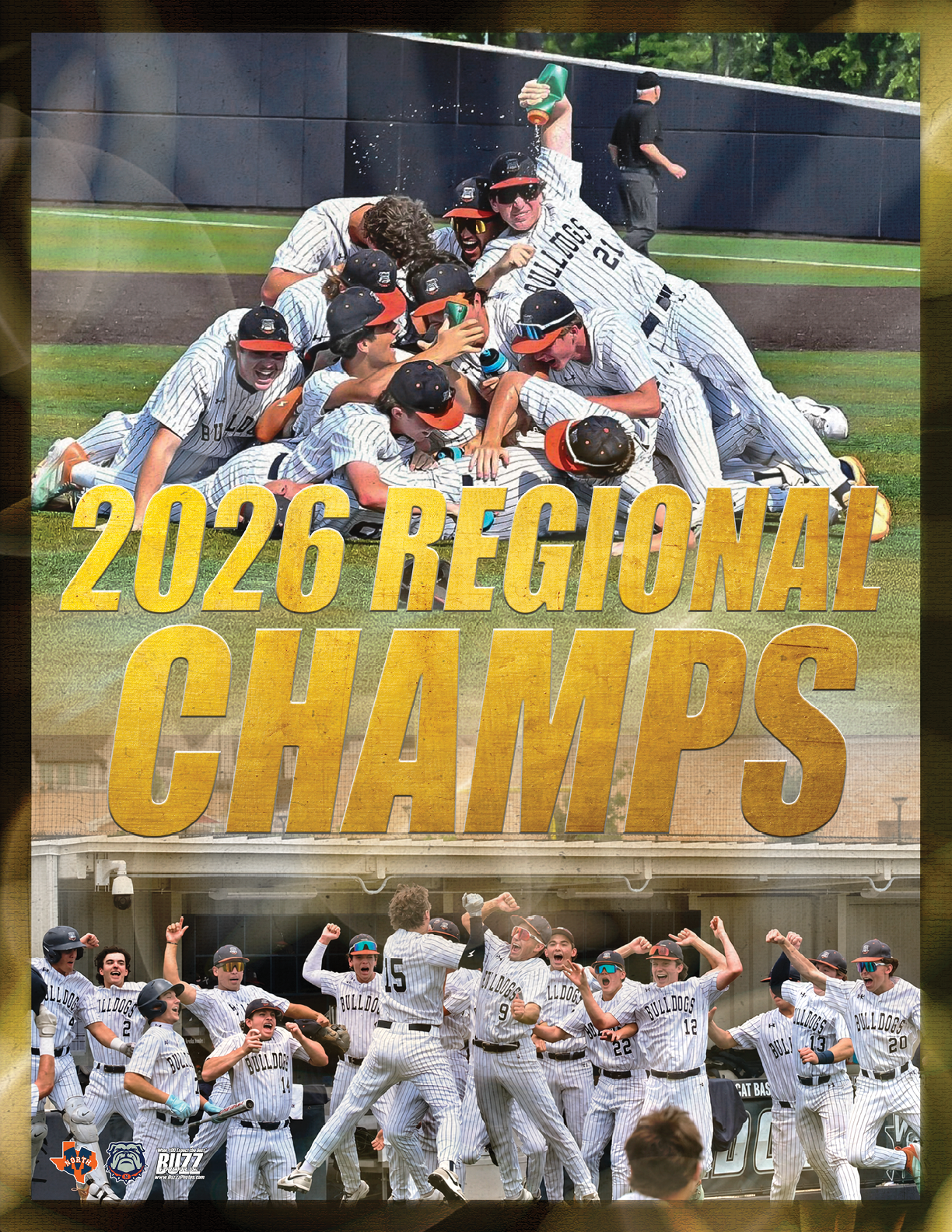 A group of baseball players celebrating their 2026 regional championships. Contenido generado con IA