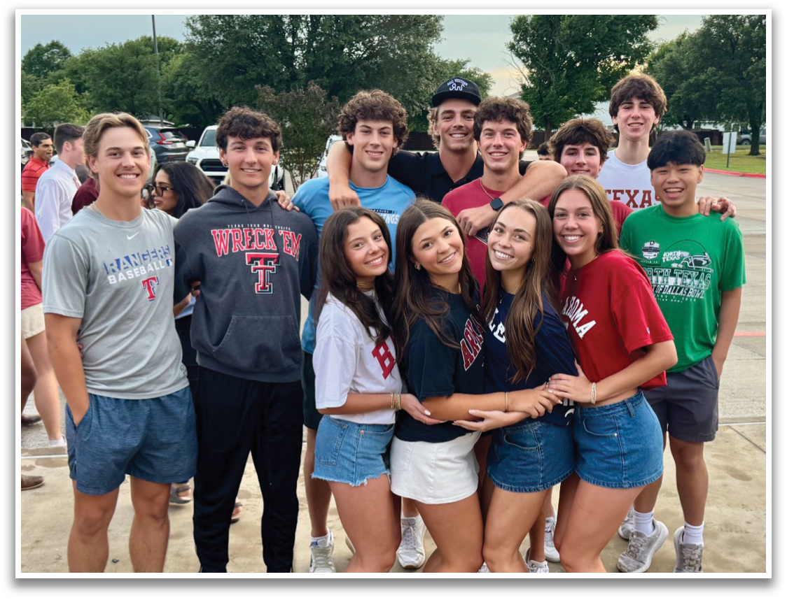 A group of young people posing for a picture, some wearing sports jerseys. Contenido generado con IA
