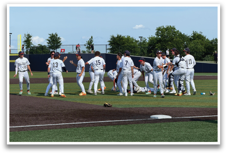 A group of baseball players celebrating on the field. Contenido generado con IA