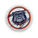 A collection of stickers featuring a bulldog mascot and a baseball. AI generated content