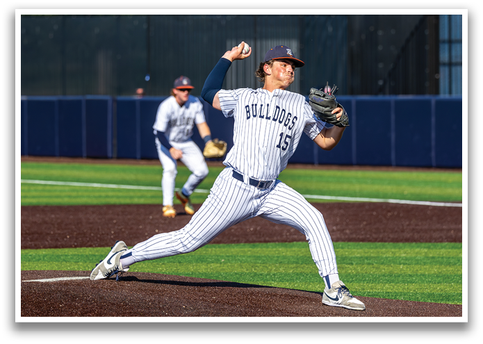 A baseball player in a striped uniform is in the process of throwing a ball. Contenido generado con IA