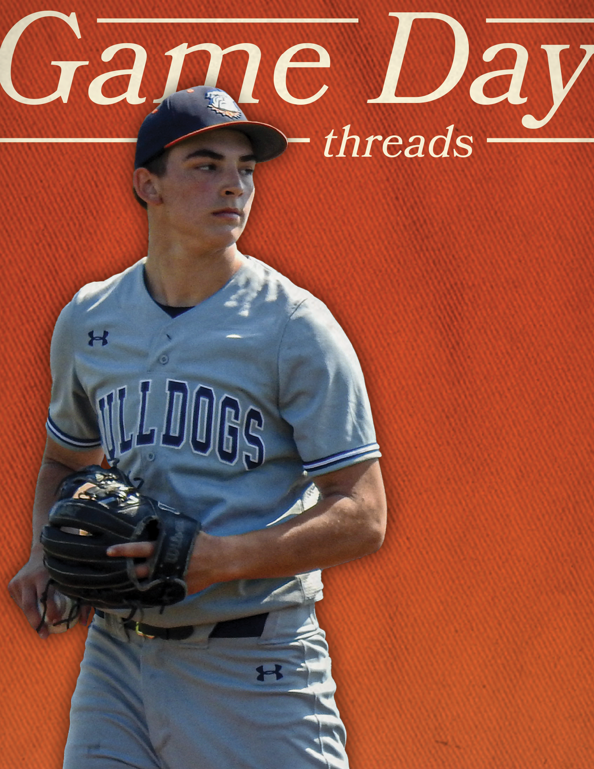 A baseball player wearing a gray uniform with the word Bulldogs on the front. Contenido generado con IA