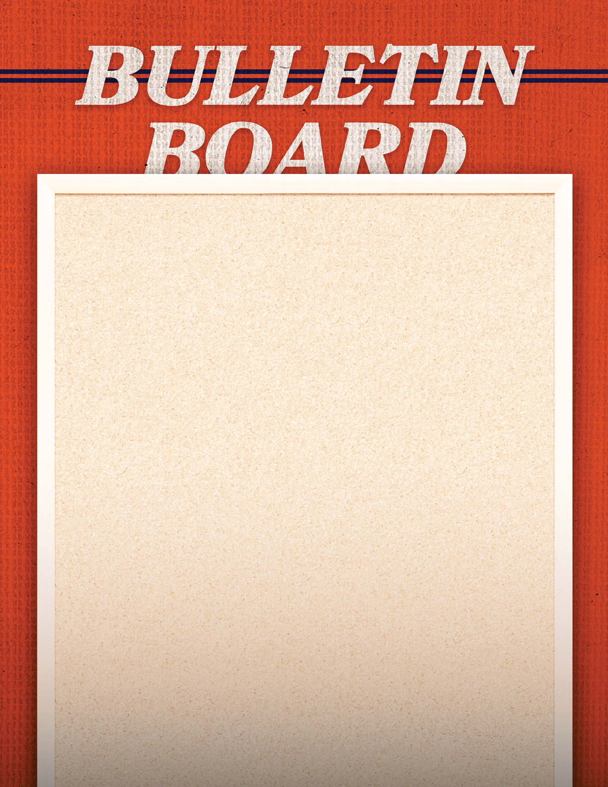 A white paper with a blue border and the words “Bulletin Board" written in red. AI generated content