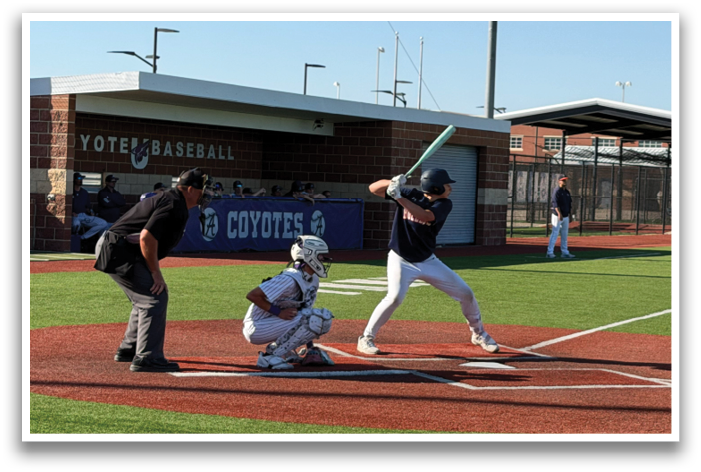A baseball player is swinging a bat at a ball during a game. Contenido generado con IA