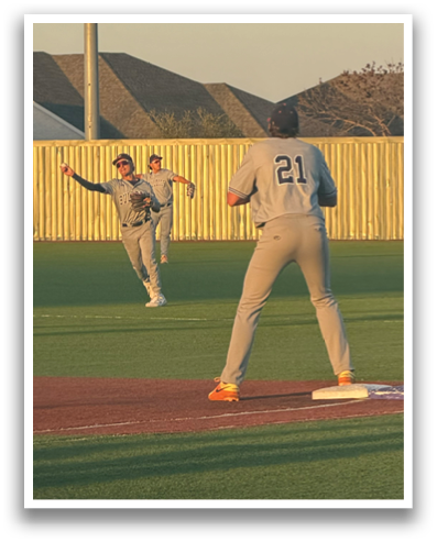 Two baseball players are on the field, one is holding a bat and the other is wearing a baseball glove. Contenido generado con IA