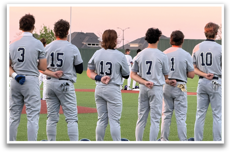 A group of baseball players are standing on a field, some of them holding baseball bats. Contenido generado con IA