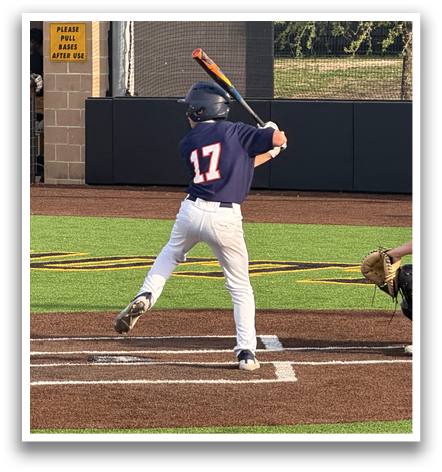 A baseball player is swinging a bat at a ball. Contenido generado con IA