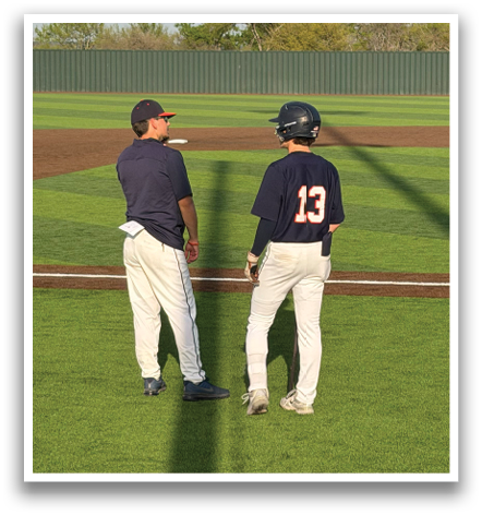 Two baseball players are standing on a field, talking to each other. Contenido generado con IA