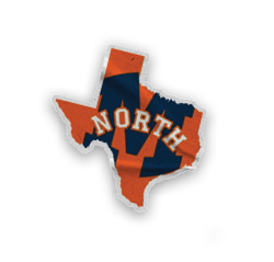 A collection of stickers, including a bulldog mascot, a baseball glove, a Texas flag, and a baseball bat. Contenido generado con IA