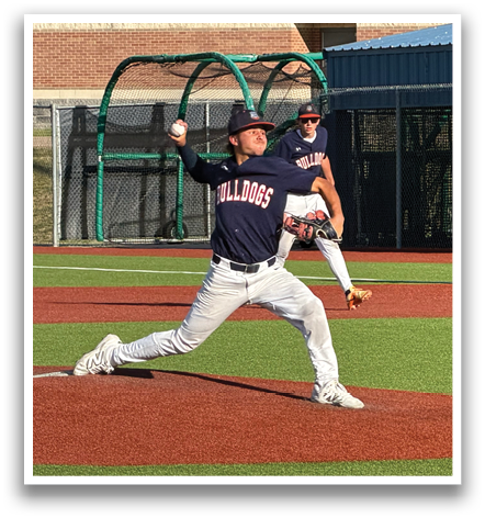 A baseball player in a blue shirt and white pants is pitching a ball on a field. Contenido generado con IA