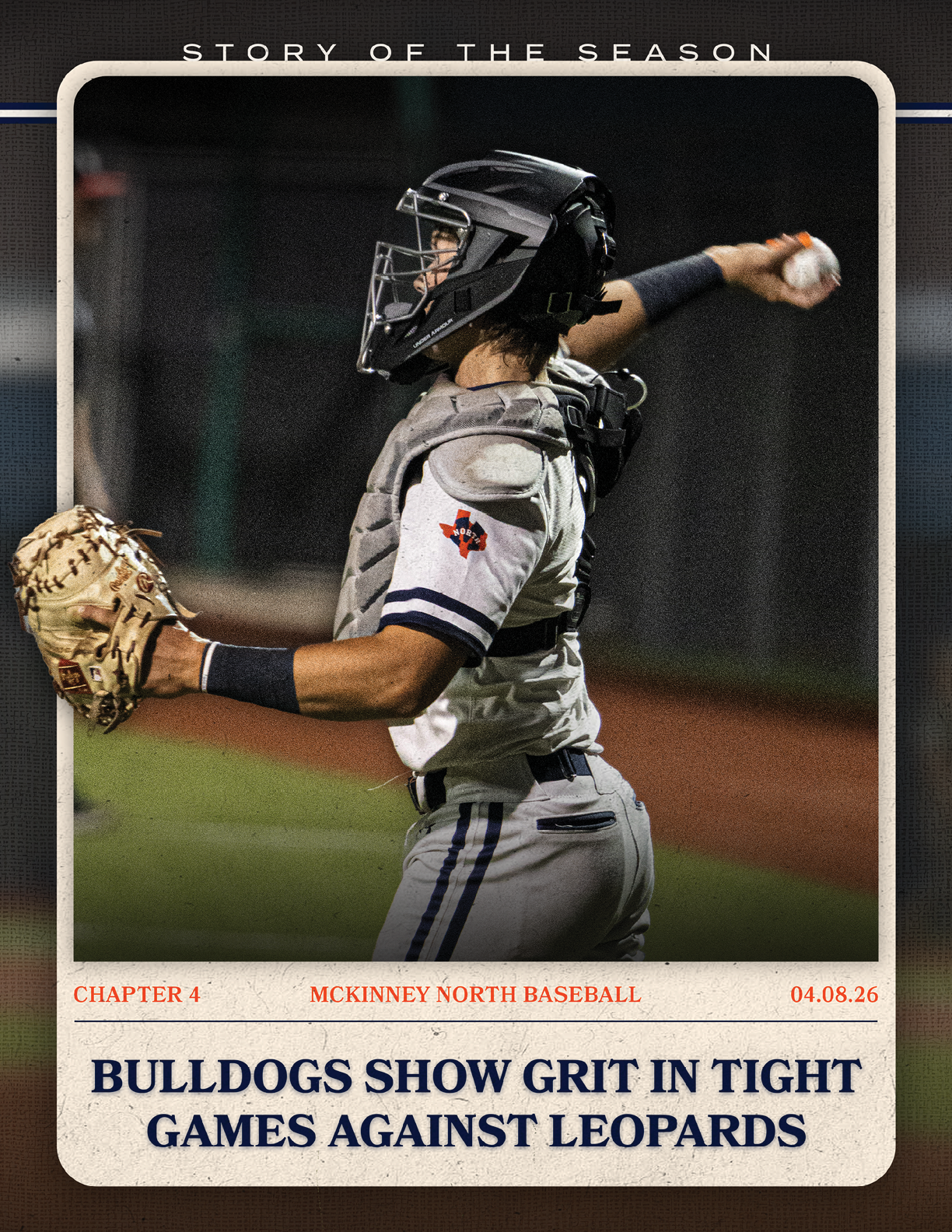 A baseball player in a catcher's mask and uniform is shown throwing a baseball. Contenido generado con IA
