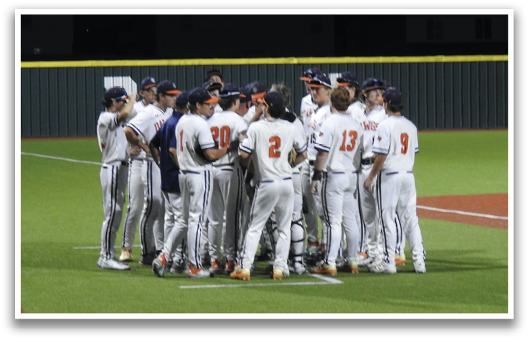 Baseball players huddled together on a field, some wearing number 2. Contenido generado con IA