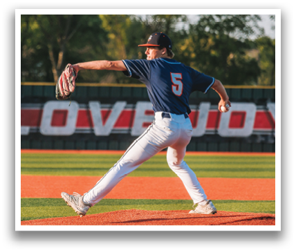 A baseball player in a blue shirt and white pants is throwing a ball on a field. Contenido generado con IA
