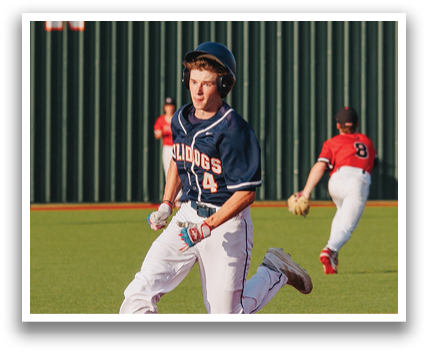 A baseball player is running to a base while another player is holding a baseball bat. Contenido generado con IA