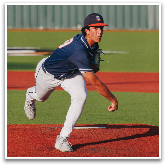 A baseball player in a blue shirt and white pants is pitching a ball on a field. Contenido generado con IA