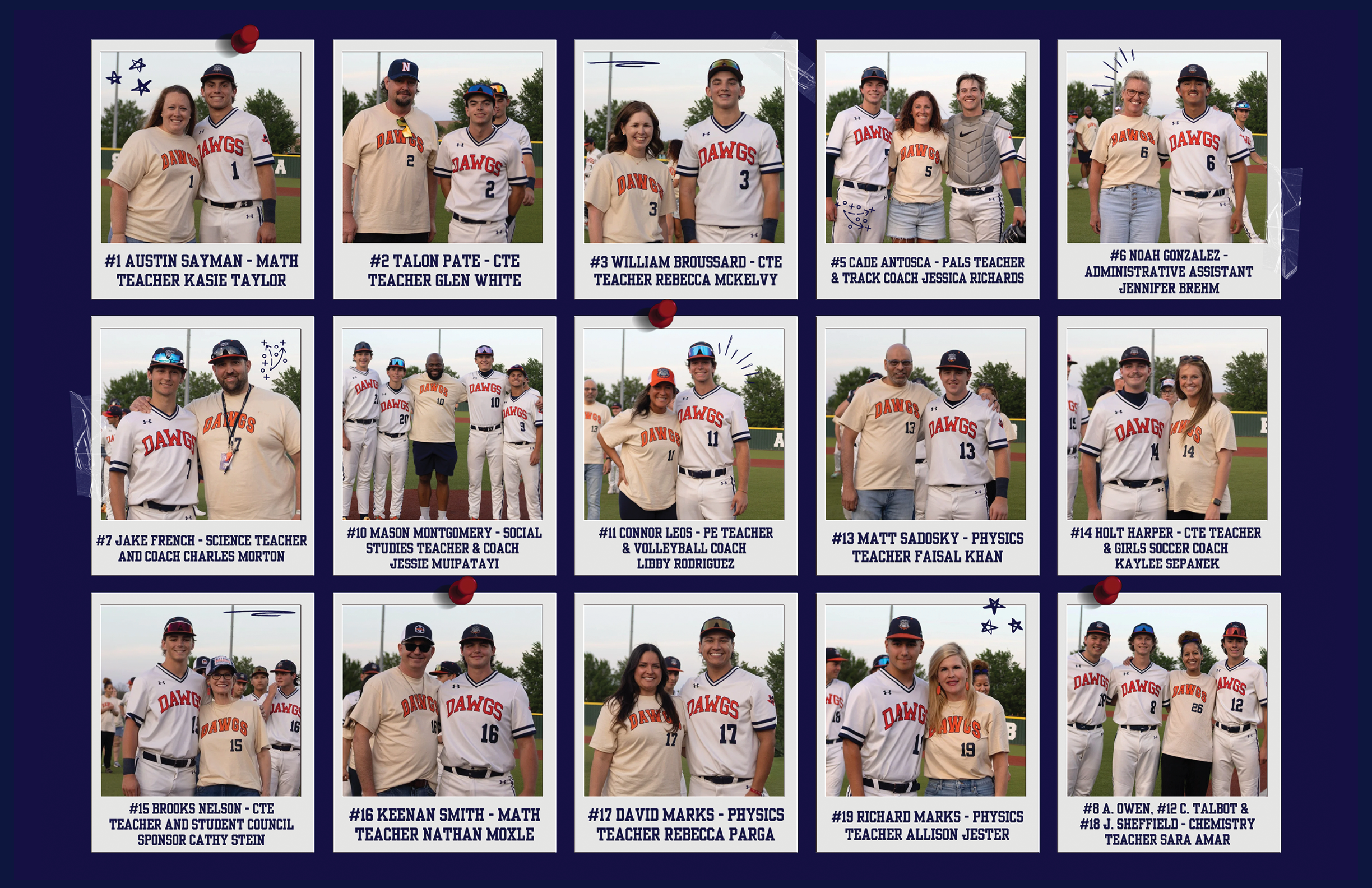 A collection of photos of baseball players and fans, including a man and a woman posing together. Contenido generado con IA