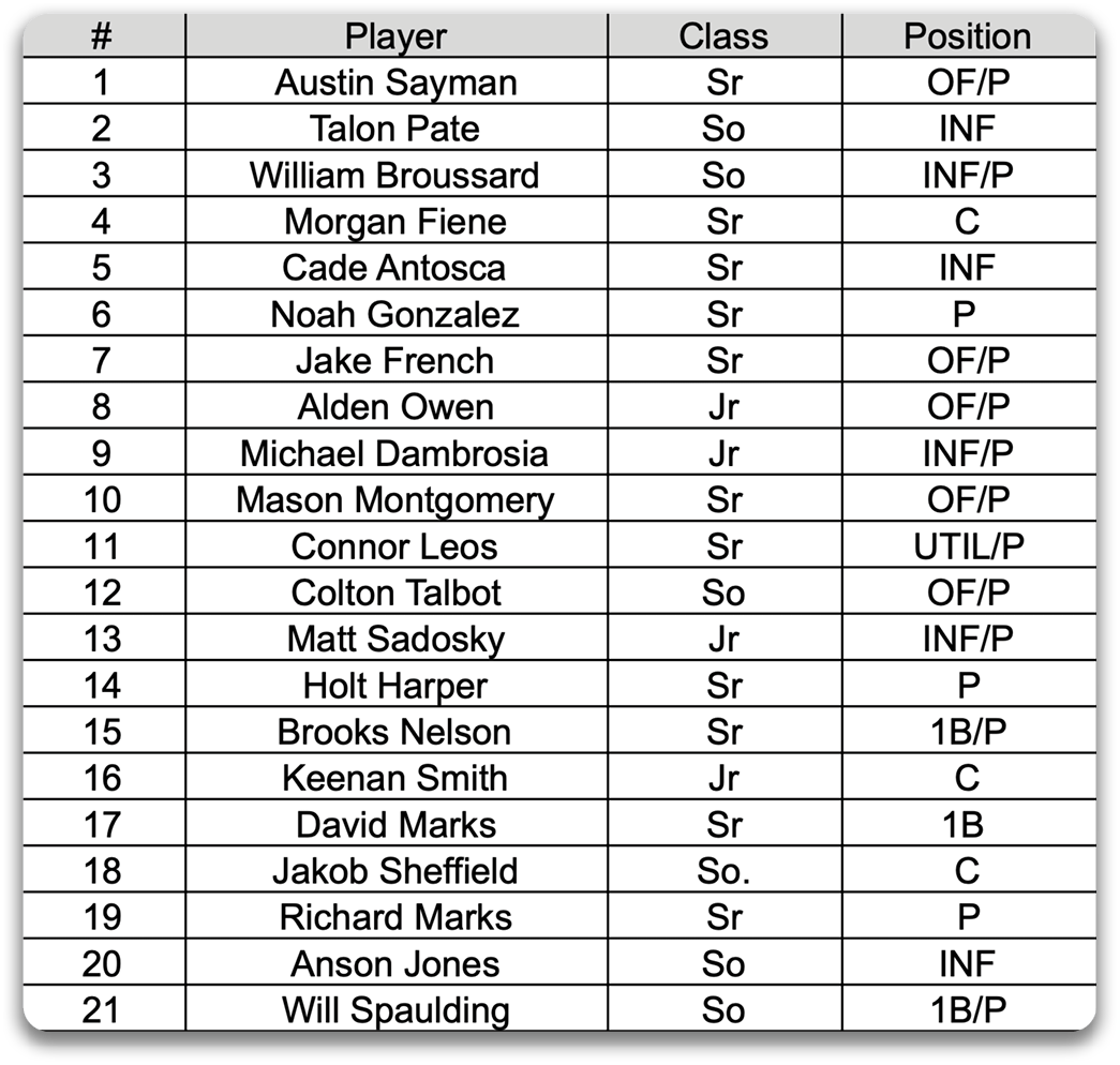 A list of baseball players, including their names and positions, is displayed. Contenido generado con IA