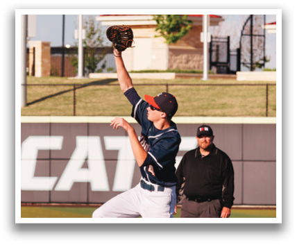 A baseball player catching a ball in a game. Contenido generado con IA