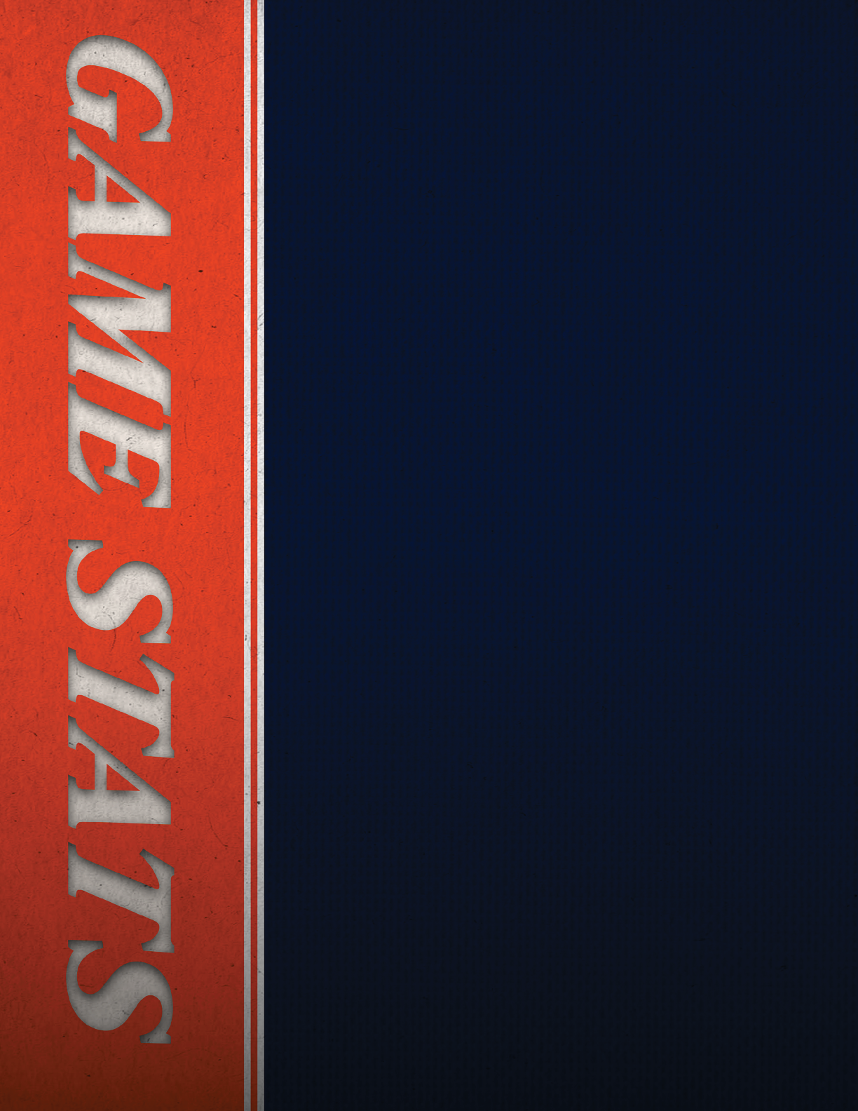 A blue and orange striped banner with the word “Game Stats" written on it. AI generated content