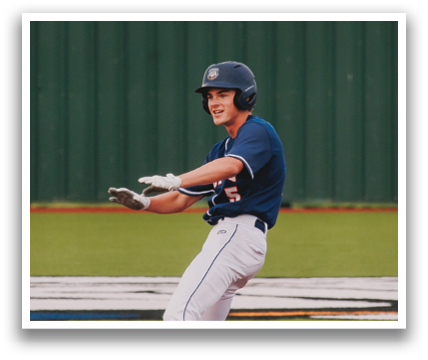 A baseball player in a blue uniform is standing on the field, holding a baseball glove. Contenido generado con IA