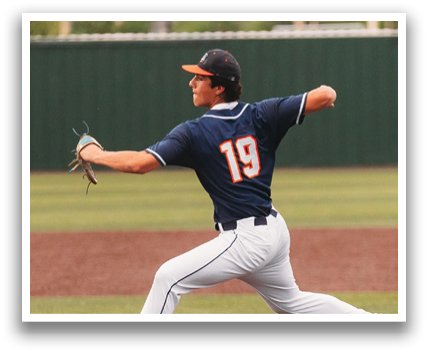 A baseball player in a blue shirt and white pants is pitching a ball on a field. Contenido generado con IA