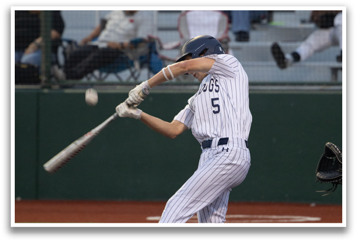A baseball player is swinging a bat at a ball. Contenido generado con IA