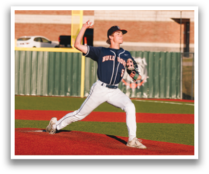 A baseball player in a blue shirt and white pants is pitching a ball. Contenido generado con IA