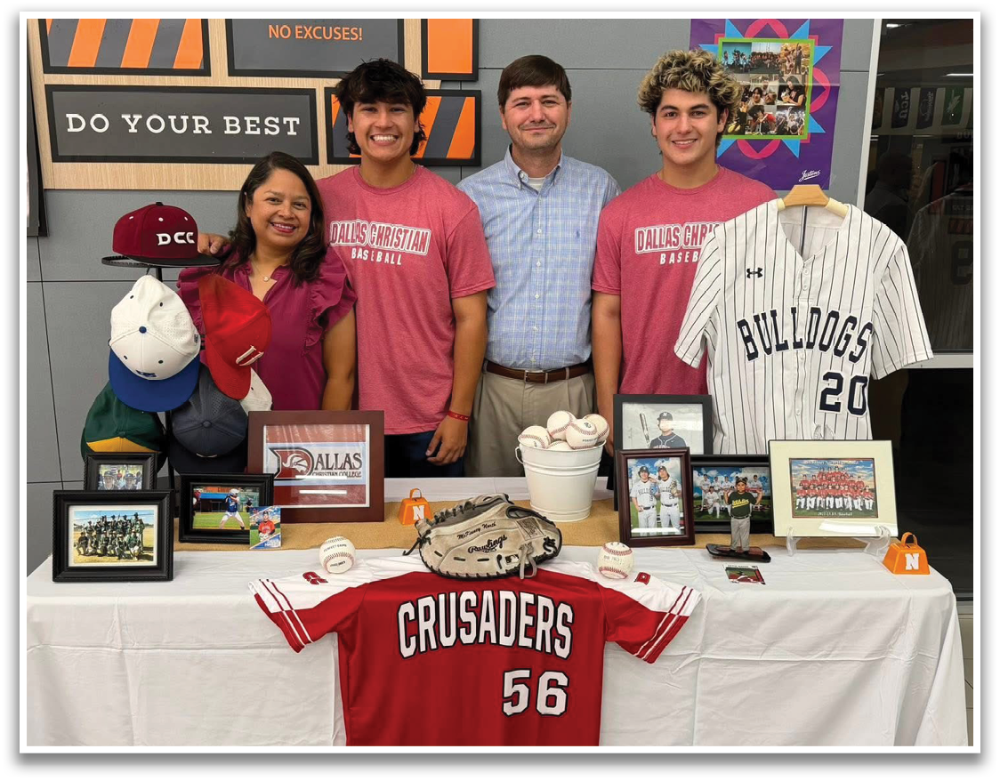 A group of people are standing in front of a table with a jersey on it. Contenido generado con IA