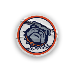 A collection of stickers featuring a bulldog mascot and a baseball. AI generated content