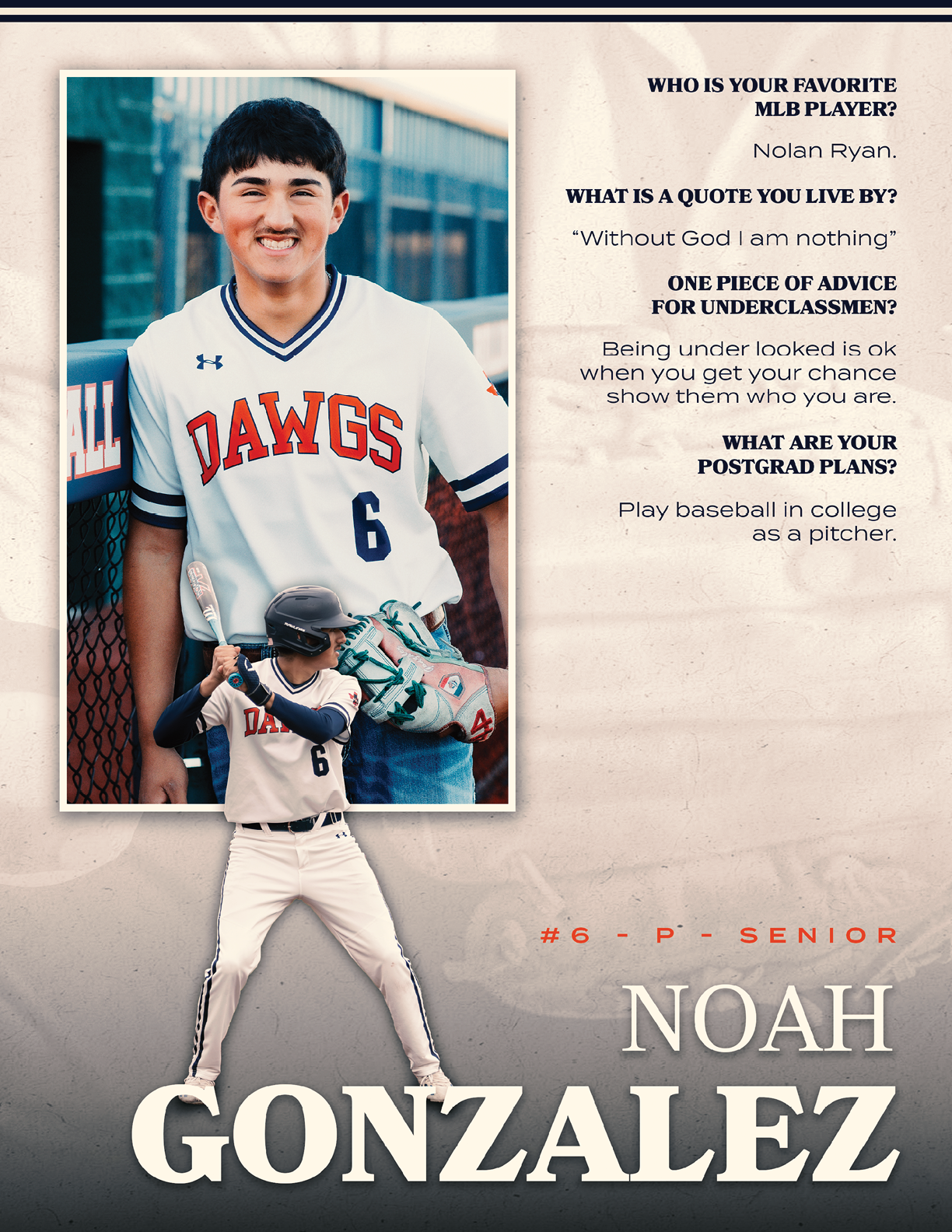 A young man wearing a baseball uniform poses for a picture. Contenido generado con IA