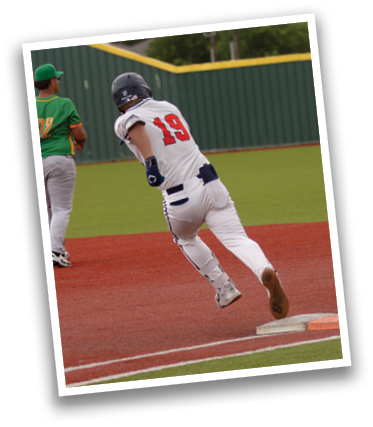 A baseball player in a white uniform is running towards a base. Contenido generado con IA