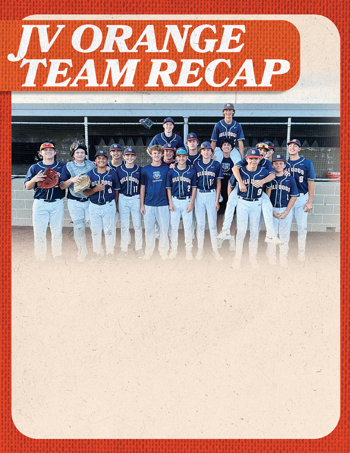 A group of young men in blue and white uniforms pose for a team photo. Contenido generado con IA