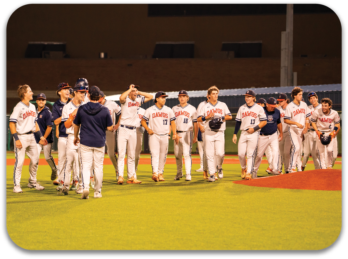 Baseball players from the team “Jams" are hugging each other on the field. Contenido generado con IA