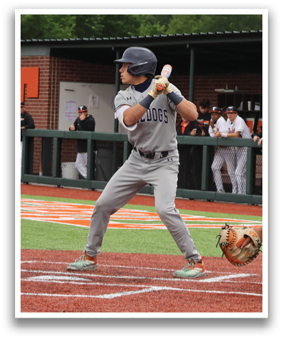 A baseball player is at bat, swinging his bat at a ball. Contenido generado con IA