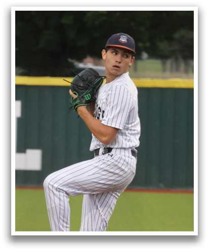 A baseball player is at bat, holding a bat and preparing to swing. Contenido generado con IA