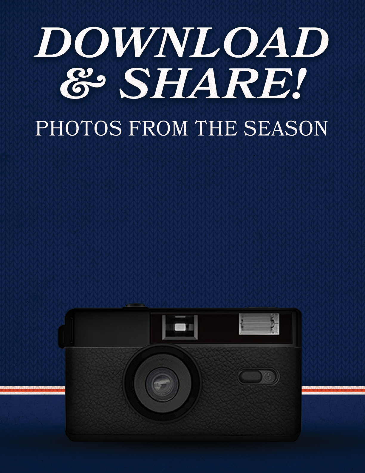 A black camera with a strap is displayed on a blue background. Contenido generado con IA