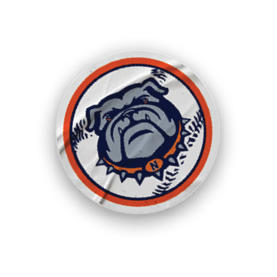 A collection of stickers featuring a bulldog mascot and a baseball. AI generated content