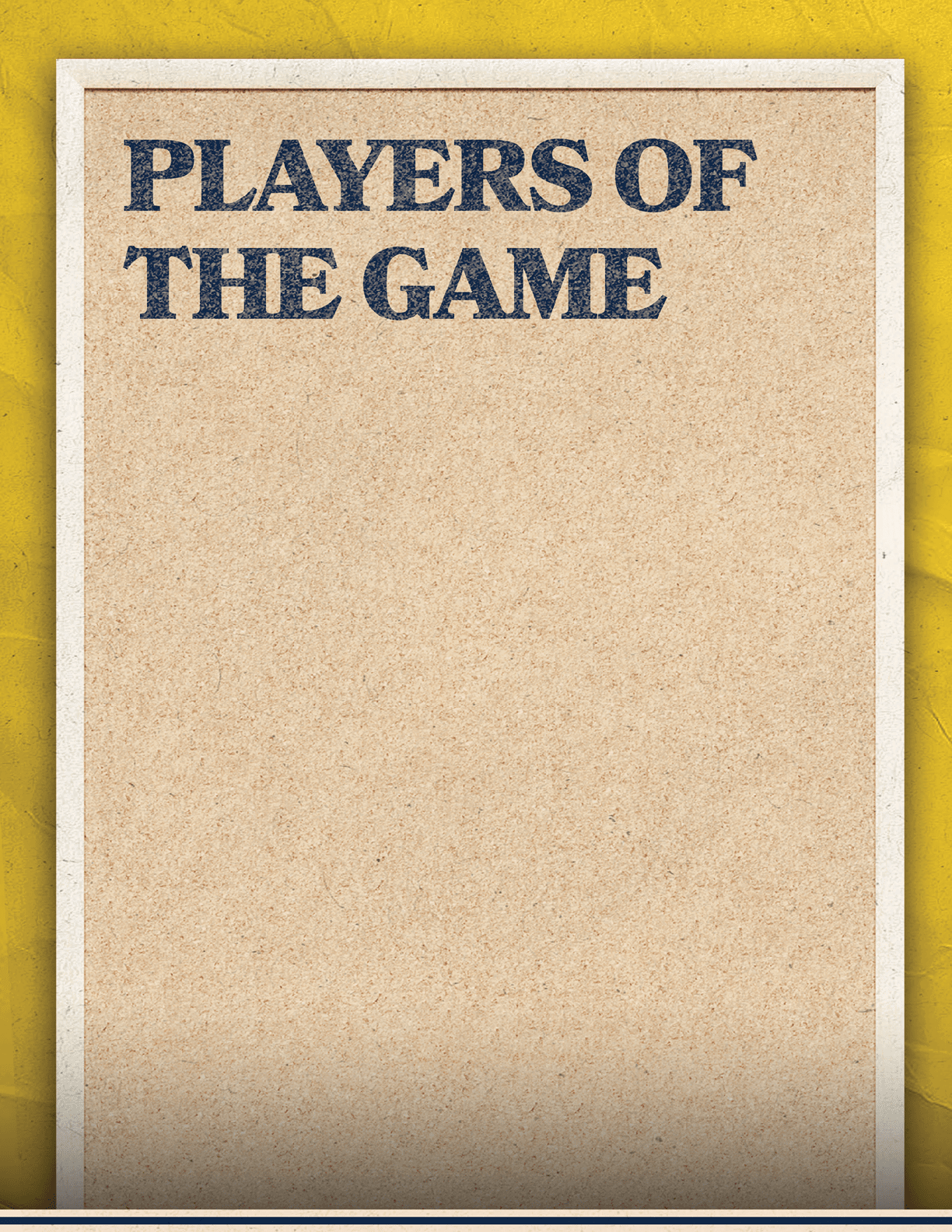 A blank sheet of paper with the words “Players of the Game" written on it. AI generated content