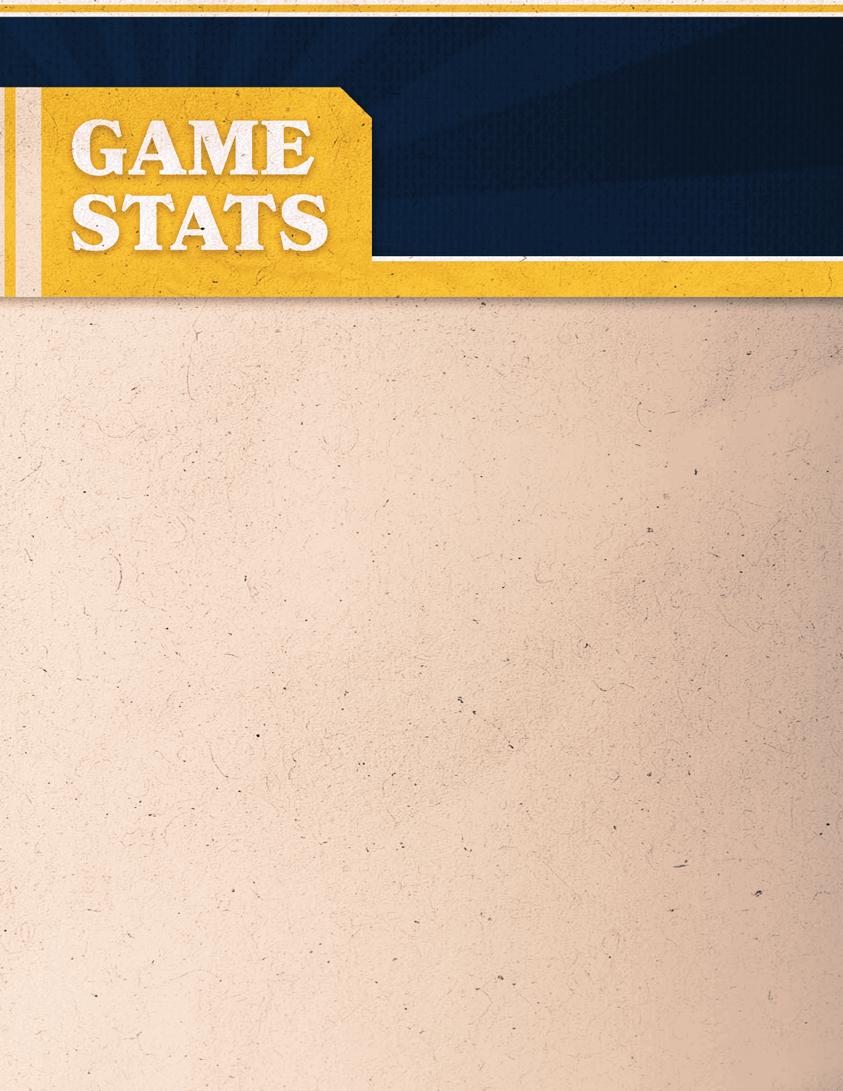 A blank sheet of paper with the words “Game Stats" written on it. AI generated content