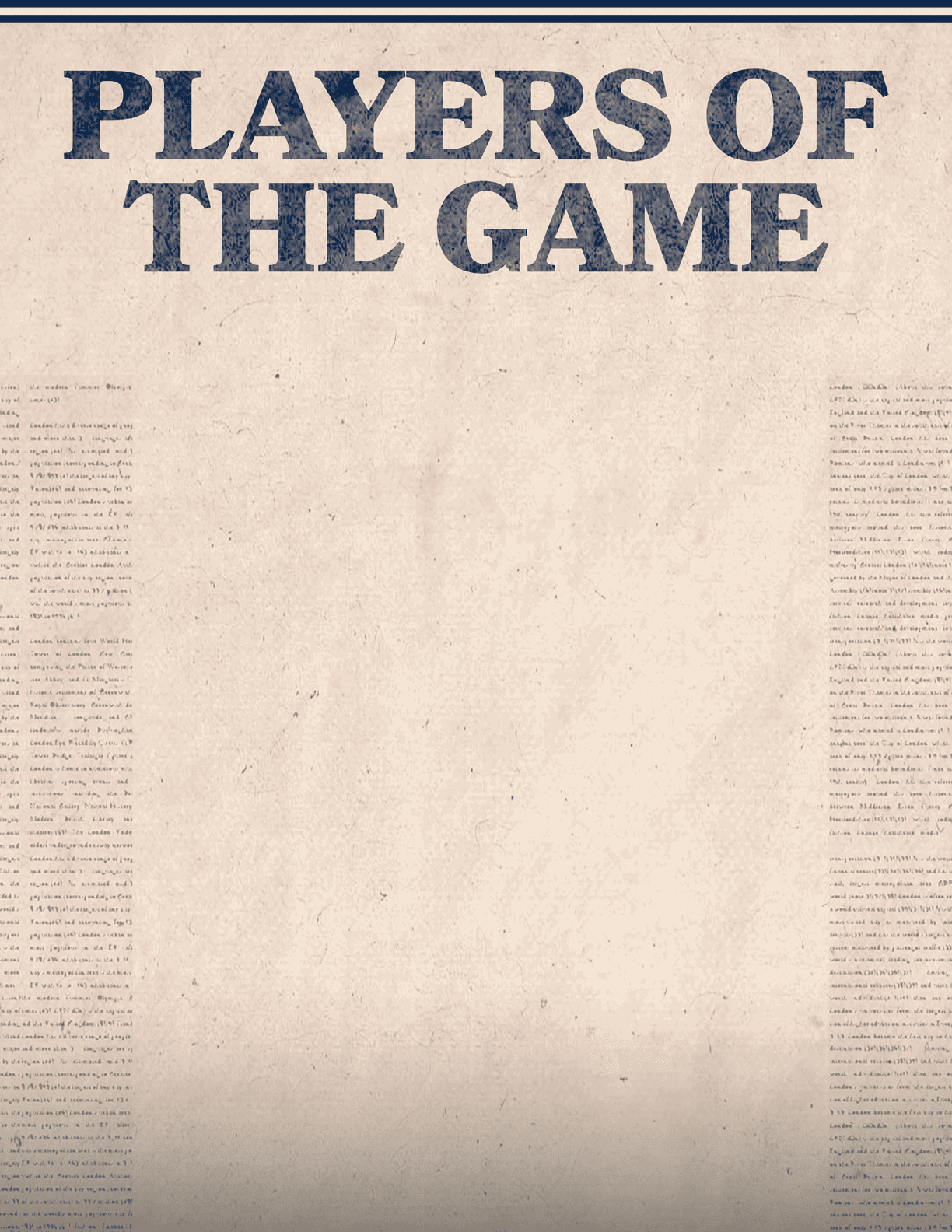 A blank piece of paper with the words “Players of the Game" written on it. AI generated content