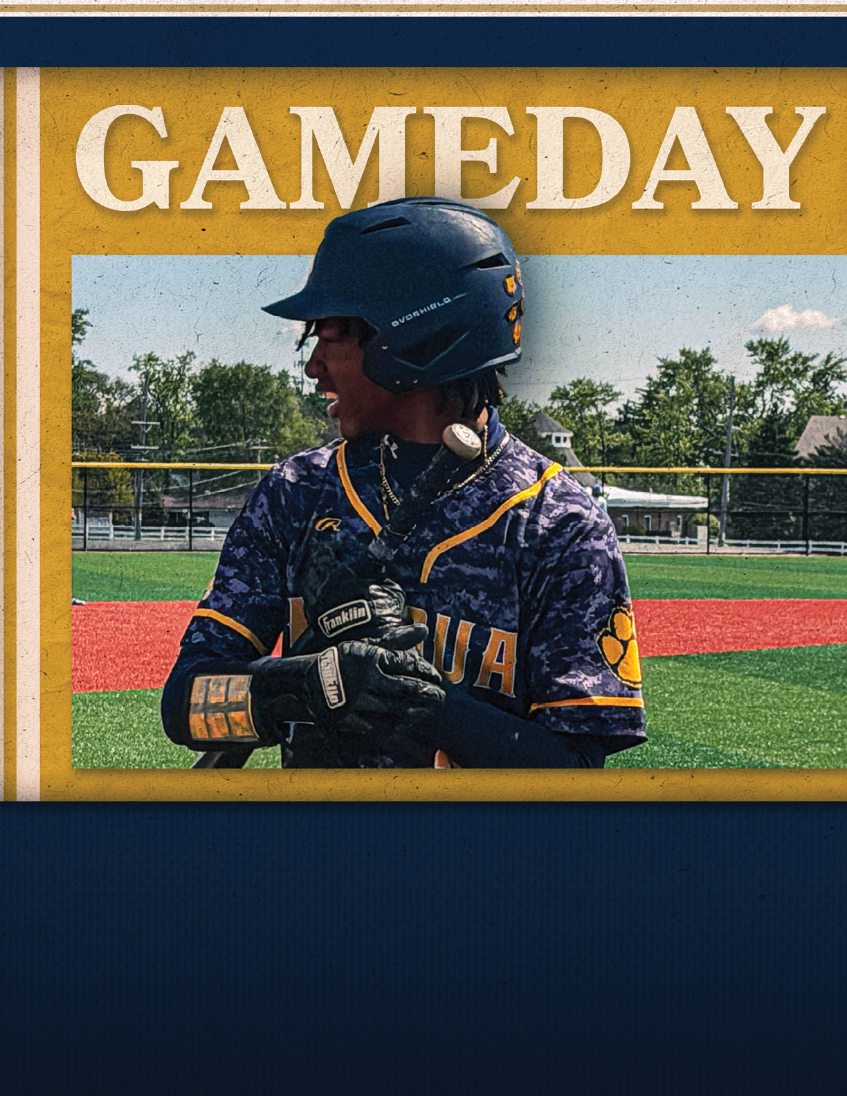 A baseball player in a blue cap and grey uniform is pitching a ball. AI generated content
