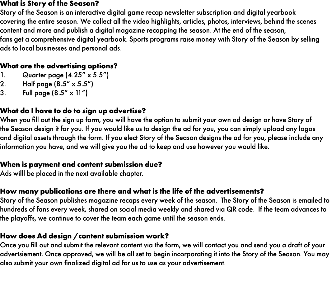 What is Story of the Season? Story of the Season is an interactive digital game recap newsletter subscription and dig...