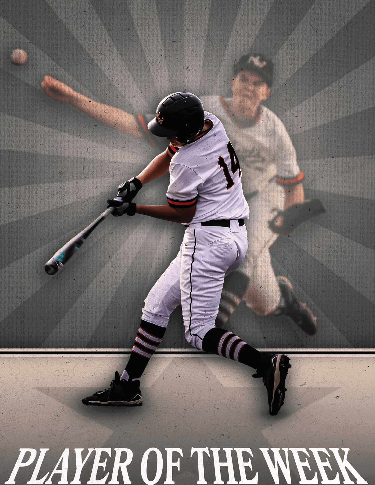 A football player wearing a red jersey with the number 14 on it. AI generated content