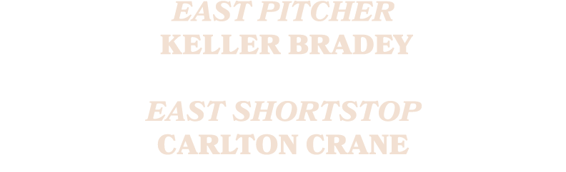 EAST Pitcher Keller Bradey EAST Shortstop Carlton Crane 