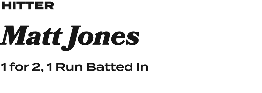 hitter Matt Jones 1 for 2, 1 Run Batted In
