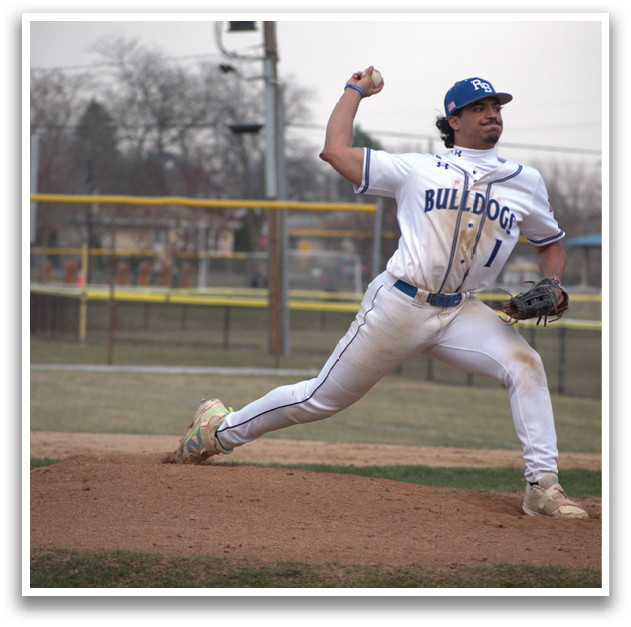 A baseball player in a blue and white uniform is throwing a ball on a field. AI generated content
