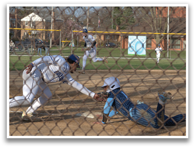 A baseball player slides into home plate while another player tries to tag him out. AI generated content