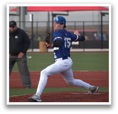 A baseball player in a blue uniform is pitching a ball. AI generated content